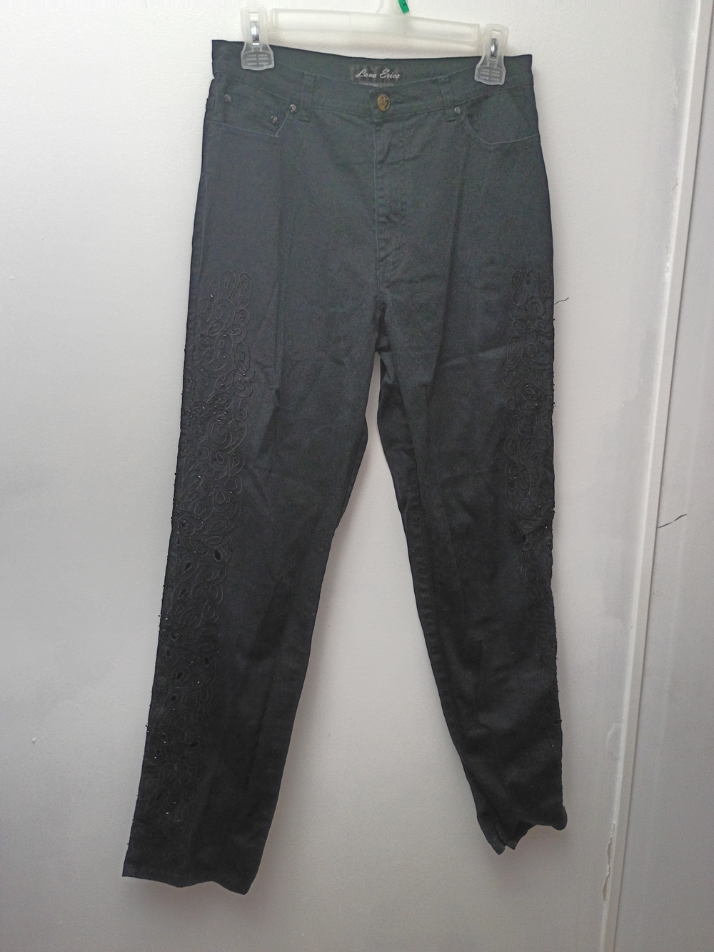 Black Embroidered Slim Pants